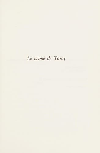 Tapa de Le crime de Torcy