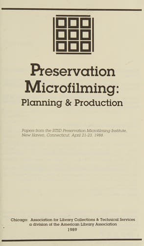 Tapa de Preservation microfilming