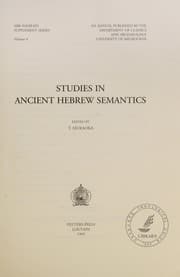 Tapa de Studies in ancient Hebrew semantics
