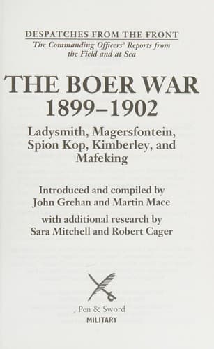 Tapa de Boer War 1899-1902