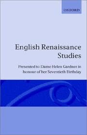 Tapa de English Renaissance studies presented to Dame Helen Gardner in honour of her seventieth birthday