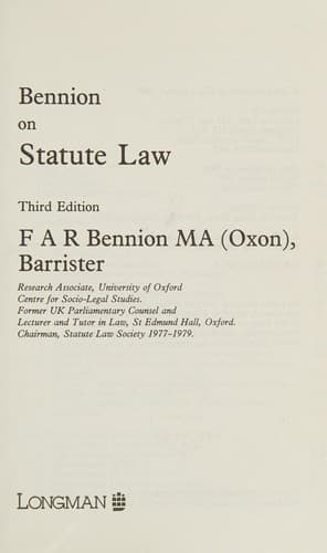 Tapa de Bennion on statute law