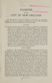 Tapa de Charter of the city of New Orleans