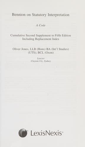 Tapa de Bennion on statutory interpretation