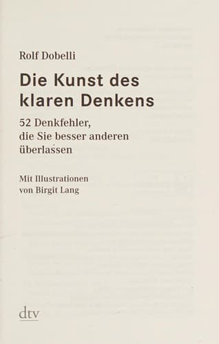 Tapa de Die Kunst des klaren Denkens