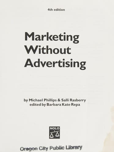 Tapa de Marketing without advertising