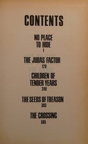 Tapa de No place to hide ; The Judas factor ; Children of tender years ; The seeds of treason ; The crossing