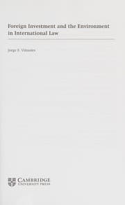 Tapa de Foreign investment and the environment in international law