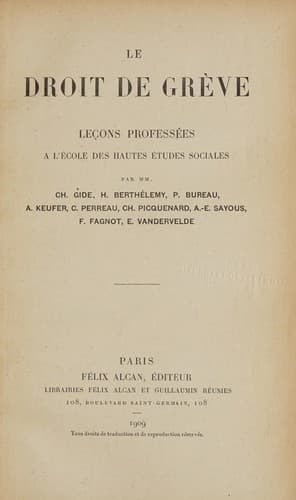 Tapa de Le droit de grève