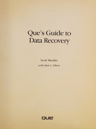 Tapa de Que's guide to data recovery