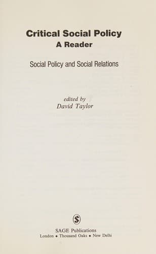 Tapa de Critical social policy
