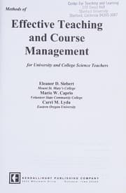 Tapa de Methods of Effective Teaching and Course Management