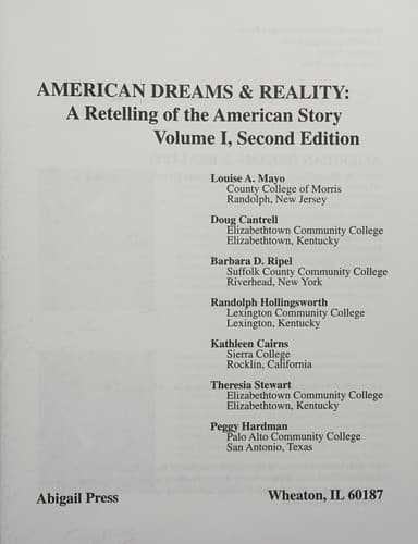 Tapa de American dreams and reality