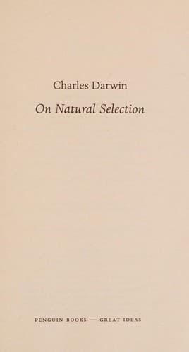 Tapa de On Natural Selection