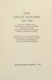 Tapa de Five Gayley lectures, 1947-1954