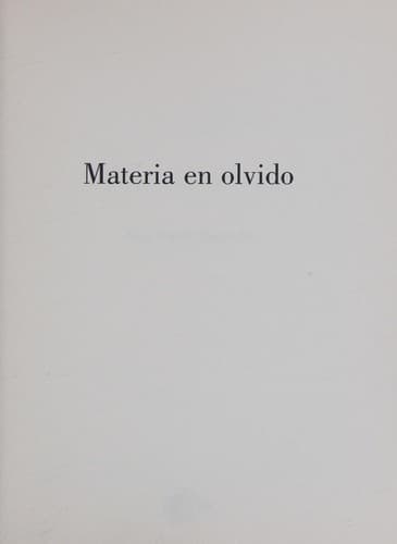 Tapa de Materia en olvido