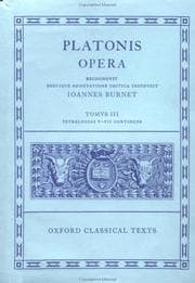 Tapa de Tetralogiam V-VII Continens (Platonis Opera, Vol. 3)