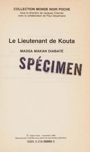 Tapa de Le Lieutenant de Kouta