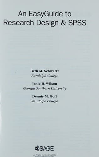 Tapa de EasyGuide to Research Design and SPSS