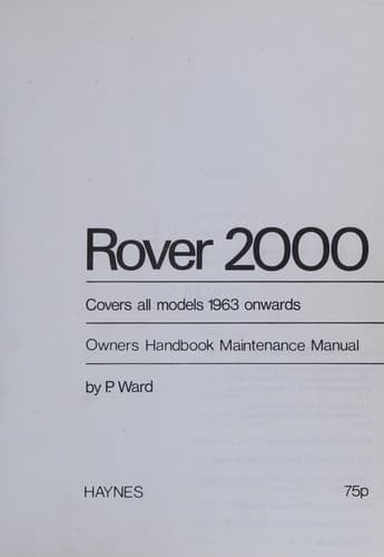 Tapa de Rover 2000, Covers All Models 1963 Onwards