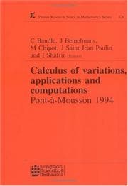 Tapa de Calculus of variations, applications, and computations