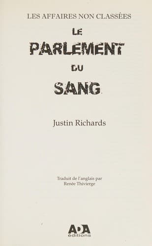 Tapa de Le parlement du sang