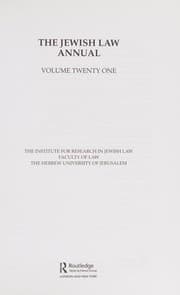 Tapa de Jewish Law Annual Volume 21