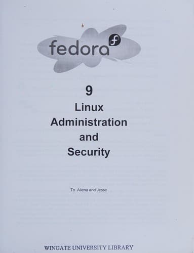 Tapa de Fedora 9 Linux security and administration