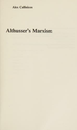 Tapa de Althusser's Marxism