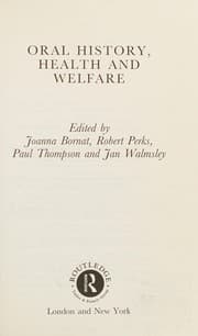 Tapa de Oral history, health and welfare