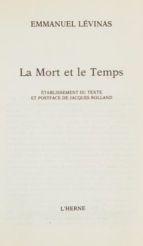 Tapa de La mort et le temps