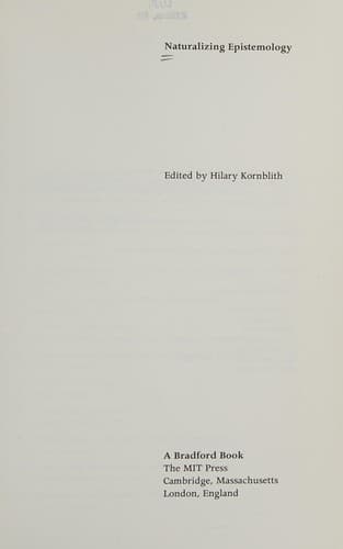 Tapa de Naturalizing epistemology