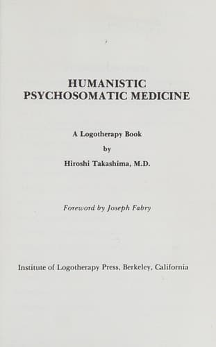 Tapa de Humanistic psychosomatic medicine