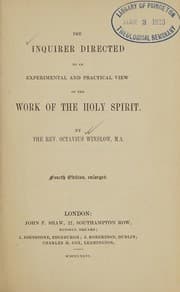 Tapa de The inquirer directed to an experimental and practical view of the work of the Holy Spirit