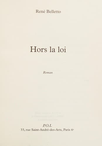Tapa de Hors la loi