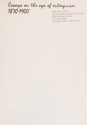 Tapa de Essays on the age of enterprise, 1870-1900