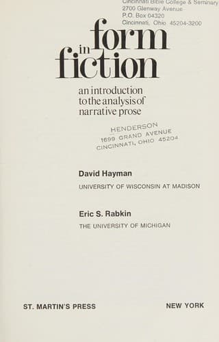Tapa de Form in fiction