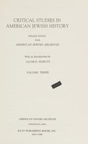 Tapa de Critical studies in American Jewish history