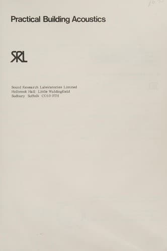 Tapa de Practical building acoustics