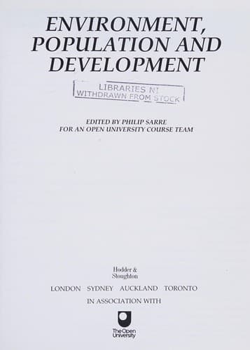 Tapa de Environment, Population and Development (Environment)