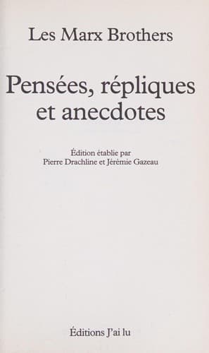 Tapa de Pensées, répliques et anecdotes
