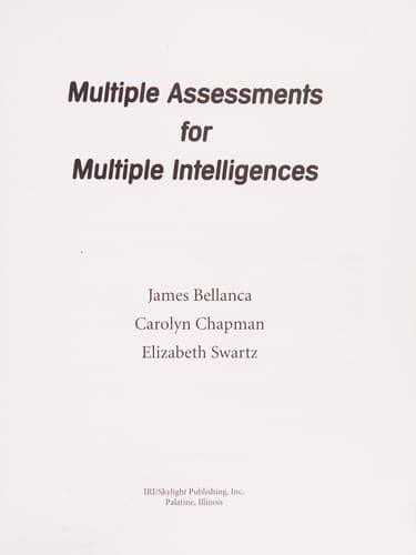 Tapa de Multiple assessments for multiple intelligences
