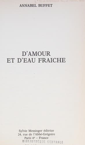 Tapa de D'amour et d'eau fraîche