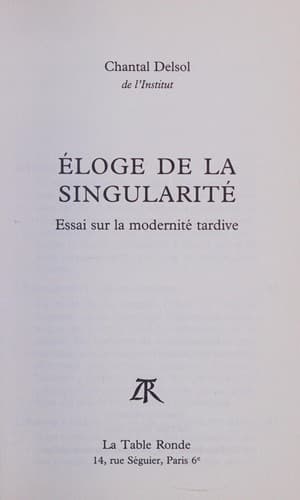 Tapa de Éloge de la singularité