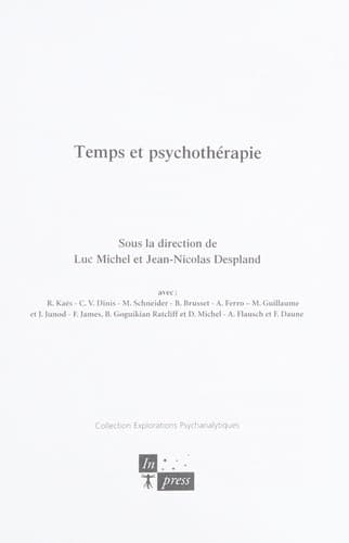Tapa de Temps et psychothérapie