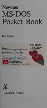 Tapa de Newnes MS-DOS pocket book