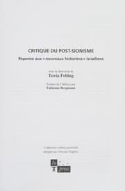 Tapa de Critique du post-sionisme