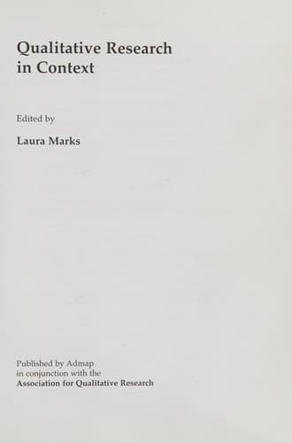 Tapa de Qualitative research in context