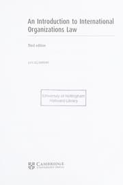 Tapa de Introduction to International Organizations Law