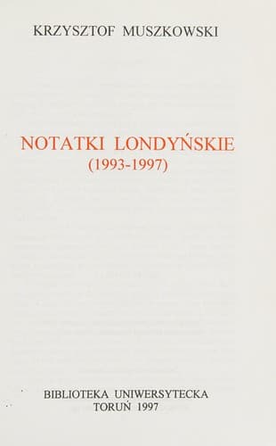Tapa de Notatki londyńskie